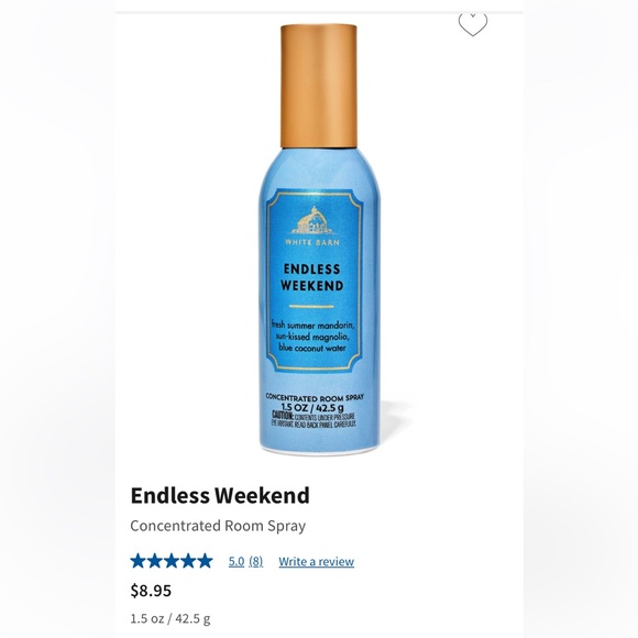 3) - “ENDLESS WEEKEND” Concentrated Room Sprays ea 1.5 oz / 42.5 g, B&BW/WB, NWT - Picture 2 of 6